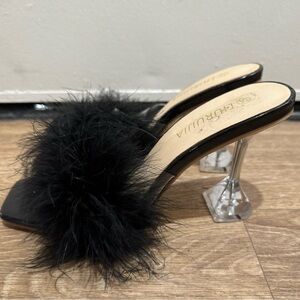 Fluffy Black Heel